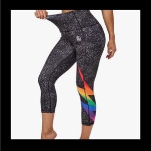 Womens Leggings- black and rainbow lightning